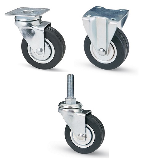 COOCHEER 4pcs 100mm Ruote girevoli Gomma Ruote per mobile con freno,Capacità di carico massima 400KG