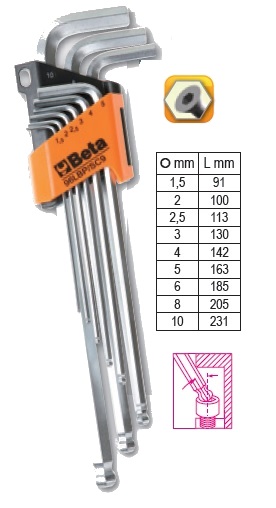 Set Di 9 Chiavi Esagonali Maschio - Dimensioni Da 1,5 A 10 Mm, Con Supporto In Plastica - Foto 4