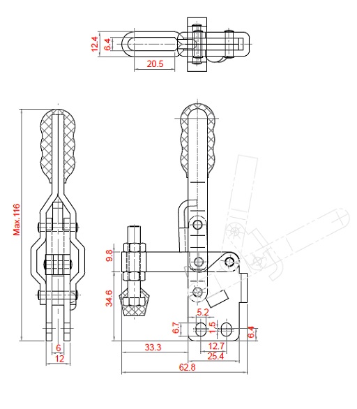 Set 3 Pinze Di Bloccaggio AB Tools Naso Extra Lungo 12" &ndash; Dritte, 45&deg;, 90&deg;