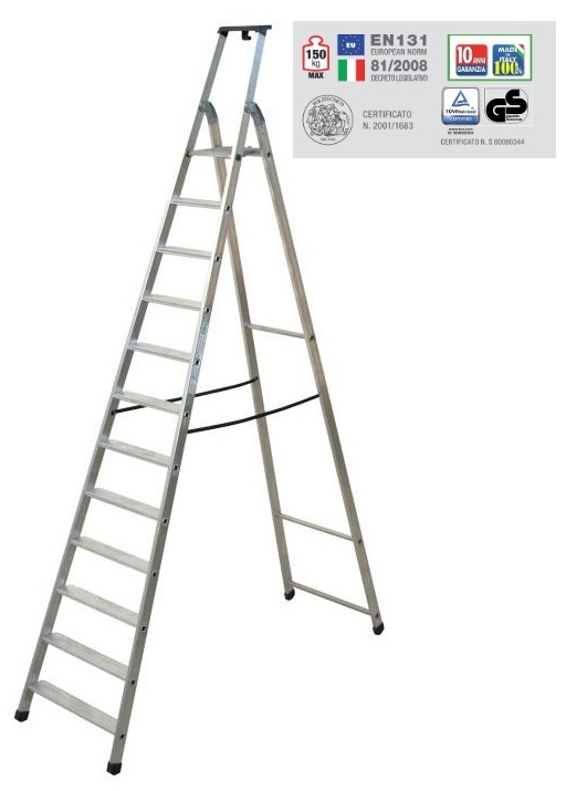 Scala In Alluminio A Doppio Lato KADAX - Portata 125 Kg, Resistente Alle Intemperie, 4 Livelli