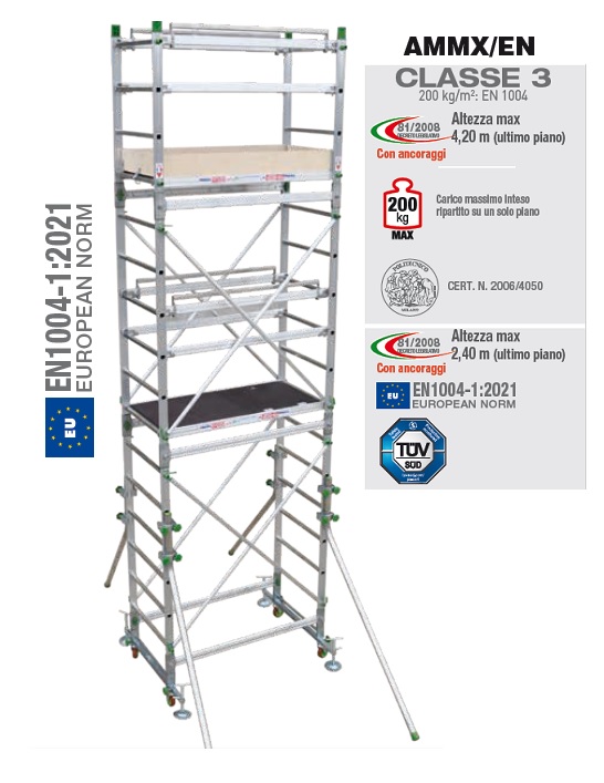 Trabattello Alumito Maxi AMMX/EN altezza di lavoro 6,20 mt