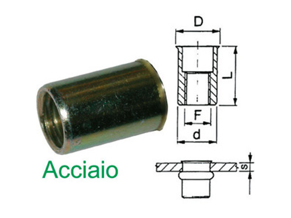 150 Pz Dadi A Filettatura Inseriti In Acciaio Inox - Testa