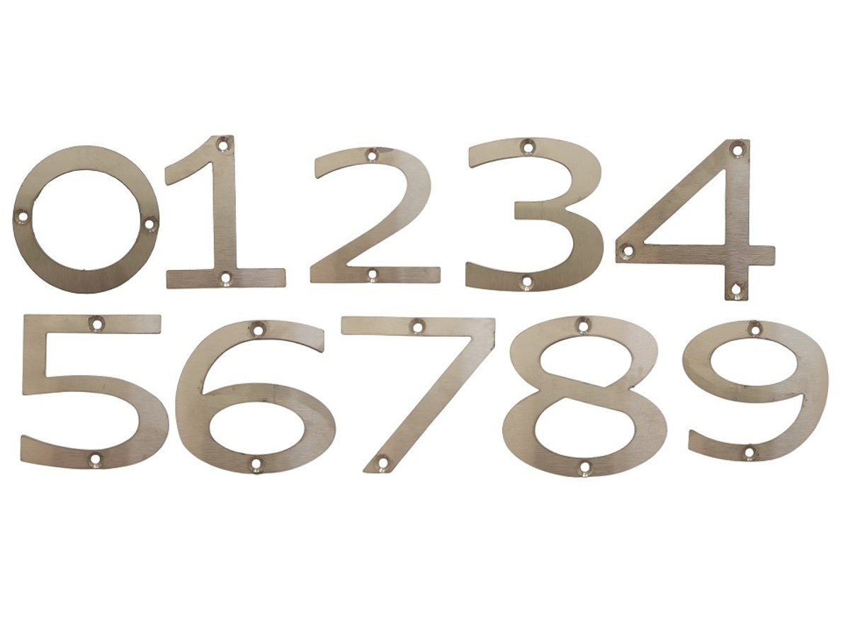 Acciaio Inox Casa Numeri - Adesivo 3M Supporto 10cm
