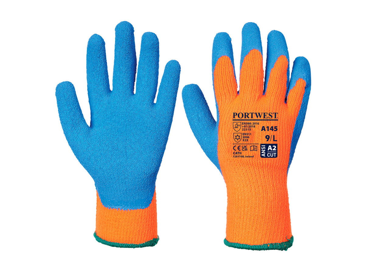 Portwest A143Y8RL Guanto Da Lavoro Grip Soft Termico, Colore Giallo/nero, Taglia Large. Palmo Rivestito In Schiuma Di Lattice. Certificazioni EN420 E EN388 (1.1.3.2).