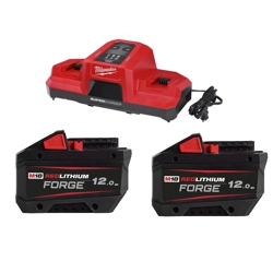 vendita online Kit 2 batterie m18™ forge™ 18v 12.0ah + caricabatterie simultaneo Caricabatterie e batterie Milwaukee