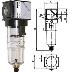 vendita online Filtri per aria compressa variobloc con svuotamento manuale, bicchiere in policarbonato trasparente Filtri aria compressa​ Ewo