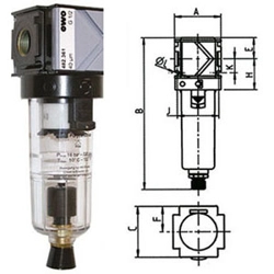 vendita online Filtri per aria compressa variobloc con svuotamento automatico, bicchiere in policarbonato trasparente Filtri aria compressa​ Ewo