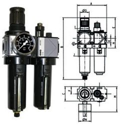 vendita online Gruppi filtro-riduttore-lubrificatore variobloc con svuotamento manuale Filtri aria compressa​ Ewo