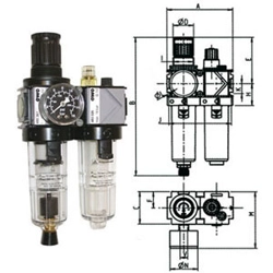 vendita online Gruppi filtro-riduttore-lubrificatore variobloc con svuotamento automatico bicchieri in policarbonato trasparente Filtri aria compressa​ Ewo
