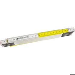 vendita online Doppimetri in legno verniciati giallo-bianco a decimetri alternati; incisione molto nitida Strumenti Di Misura E Controllo - Calibri - Micrometri - Contafiletti - Spessimetri - Goniometri - Nastri, Righe, Flessometri, Aste, Rotelle Metriche - Squadre - Truschini Sicutool