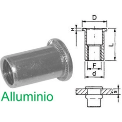 vendita online Inserti filettati a testa piana in alluminio (cf 200pz) Accessori e ricambi per Rivettatrici - Fissatrici - Chiodatrici Sicutool