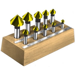 vendita online Assortimenti di 10 frese per svasare in acciaio hss rivestimento tin art. 8812 g Svasatori - Alesatori - Sbavatori Durr