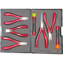 vendita online Assortimento per elettronica e meccanica fine composto da 2 pinze,2 tronchesi,1 pinzetta e 2 giraviti Pinze Per Elettronica e Meccanica Fine Sicutool