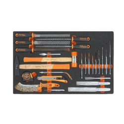 vendita online Vassoio con 25 utensili a percussione, lime, taglio e misurazione m230 Set e Kit di attrezzi da lavoro Beta