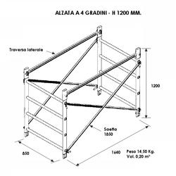 vendita online Alzata 4 gradini h 1200 mm. per trabattello doge 65 Accessori e ricambi per scale e ponteggi Facal