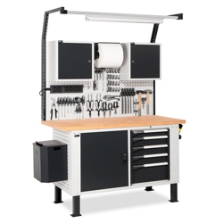vendita online Banco work master piano multiplex mm.1500x750x1985/2360h - grigio ral7035+ral7016 Banchi da lavoro Fami