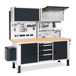 vendita online Banco work master piano multiplex mm.2000x750x1805/2180h - grigio ral7035+ral7016 Banchi da lavoro Fami