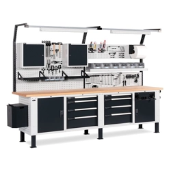 vendita online Banco work master br piano multiplex mm.3000x750x1985/2360h - grigio ral7035+ral7016 Banchi da lavoro Fami