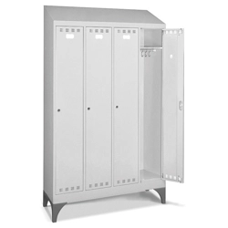 vendita online Armadio spogliatoio a 4 scomparti con tetto inclinato mm.1195x500x2141h - grigio chiaro ral7035 Armadi Metallici Fami