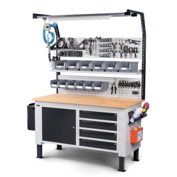 vendita online Banco work up 1513 con piano multiplex mm.1500x750x1977/2352h - grigio ral7035+ral7016 Banchi da lavoro Fami