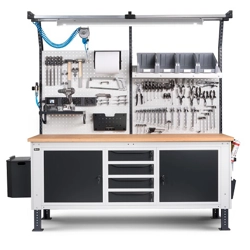 vendita online Banco work up 2013 con piano multiplex mm.2007x750x1977/2352h - grigio ral7035+ral7016 Banchi da lavoro Fami