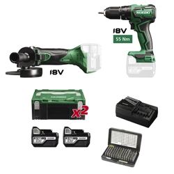 vendita online Kit 18v trapano dv18ddwp + smerigliatrice g18dsl2w2 Trapani a batteria Hikoki