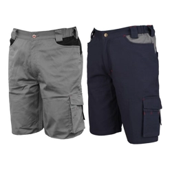 vendita online Pantalone bermuda in cotone stretch grigio e blu Bermuda e pantaloni da lavoro Industrial Starter