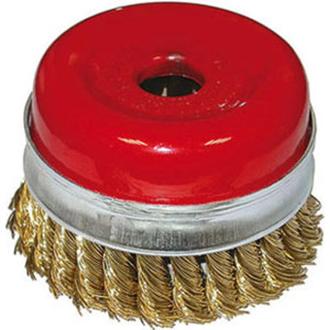 Vendita online SPAZZOLE ACCIAIO OTTONATO TIPO A TAZZA; Ø FILI MM 0,50; CON FORO MM 22,2