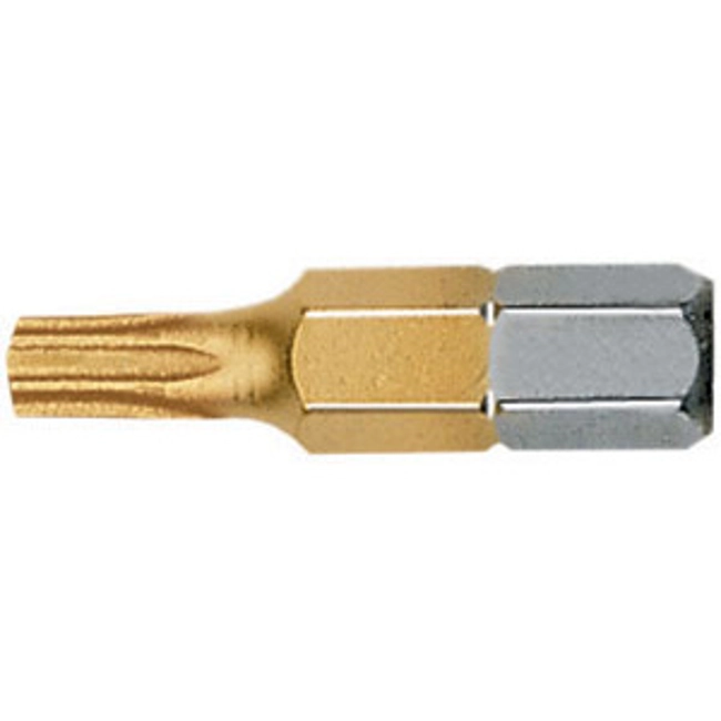 Vendita online BITS CON ATT. ESAGONALE 1/4 DIN 3126 C 6,3 PER AVVITATORI E TRAPANI TORX CON FORO; RIVEST. TIN GIALLO