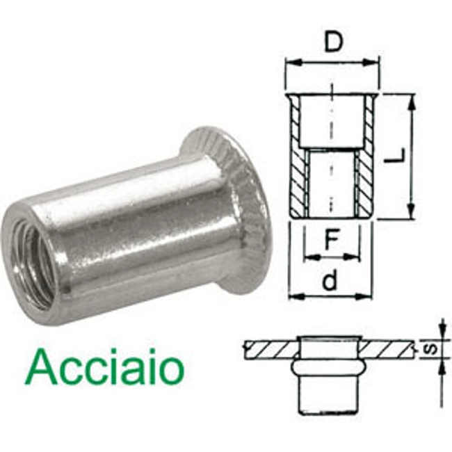 Vendita online INSERTI FILETTATI A TESTA SVASATA A 90° IN ACCIAIO (CF 200PZ)
