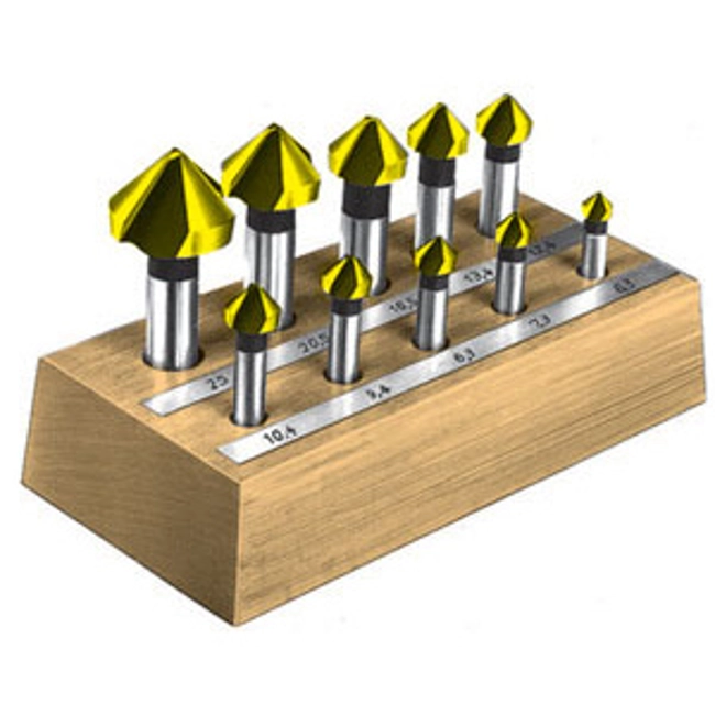 Vendita online ASSORTIMENTI DI 9 FRESE PER SVASARE IN ACCIAIO HSS RIVESTIMENTO TIN ART. 8812 G